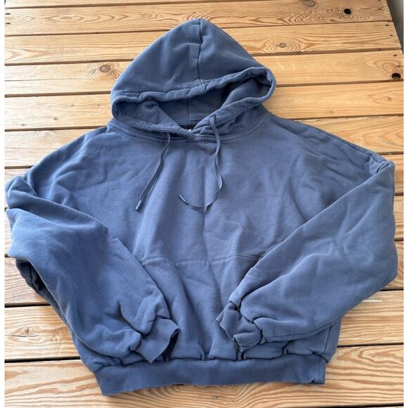 Popflex Tops - Popflex Women’s Cropped Hoodie Sweatshirt Size S Steel Grey Ba
